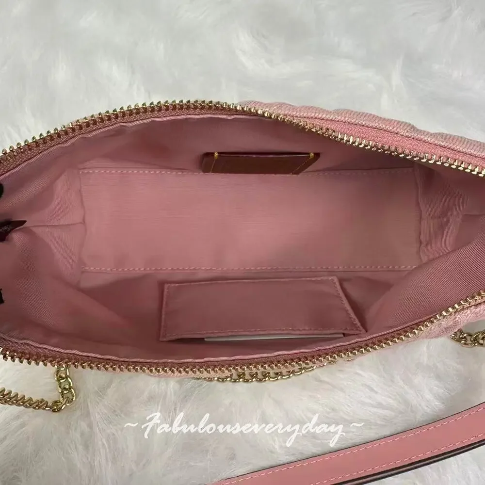 Coach Quilted Pink Shoulder Bag with Chain Strap